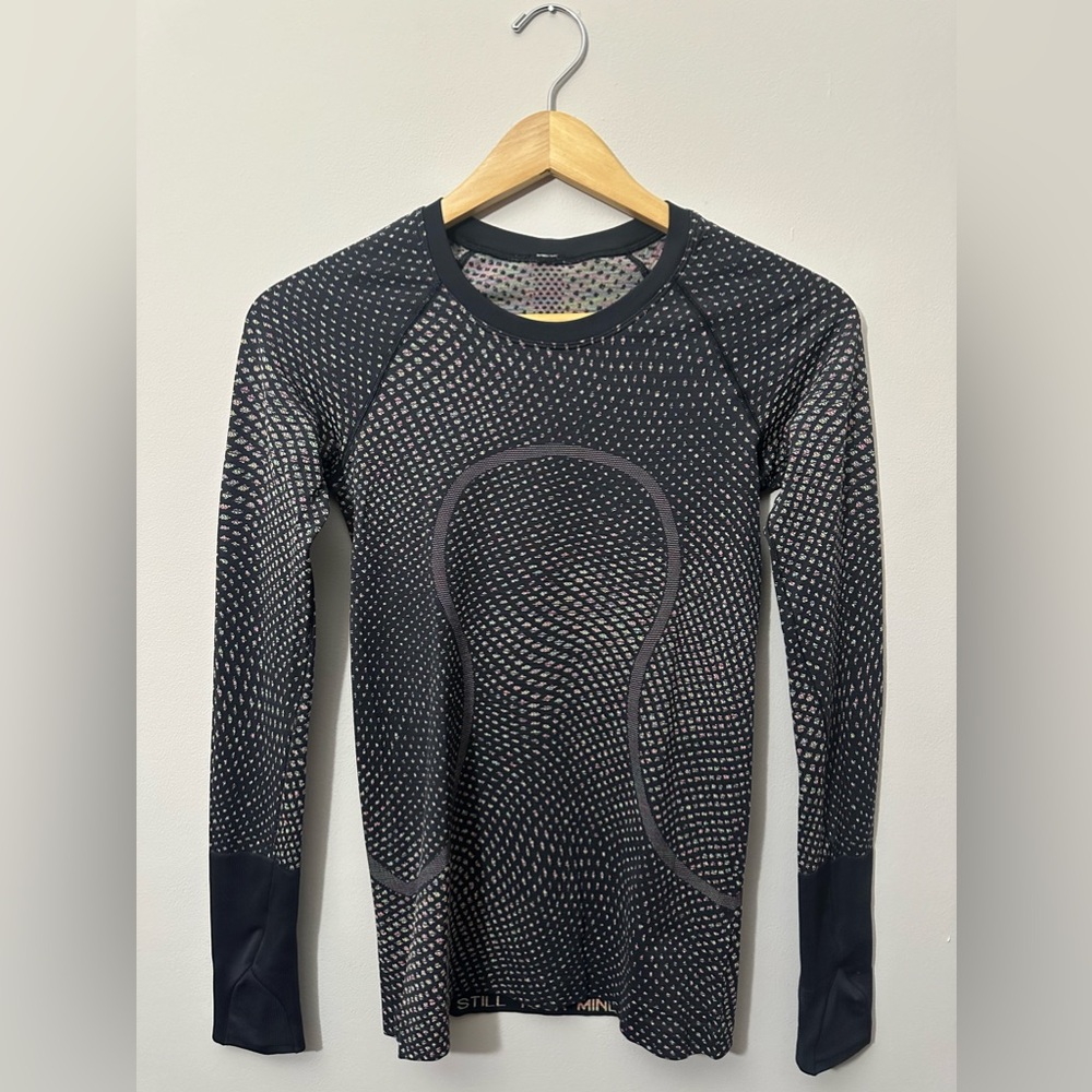 Lululemon Swiftly Tech Long Sleeve 2.0 Grid Warp Black / Neon Multi Women Size 4